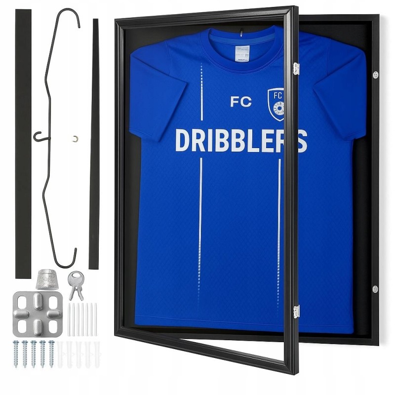 Gablota Ramka na koszulkę piłkarską koszykową 61x80x4,5cm zamykana wieszaki